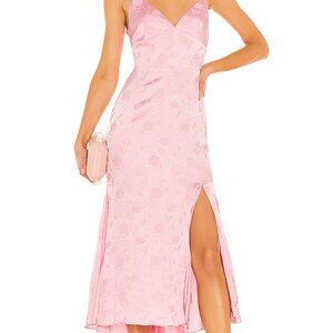 Sau Lee Women’s Francesca Satin Jacquard MIDI Dress size 8 in Pink Slip Dress